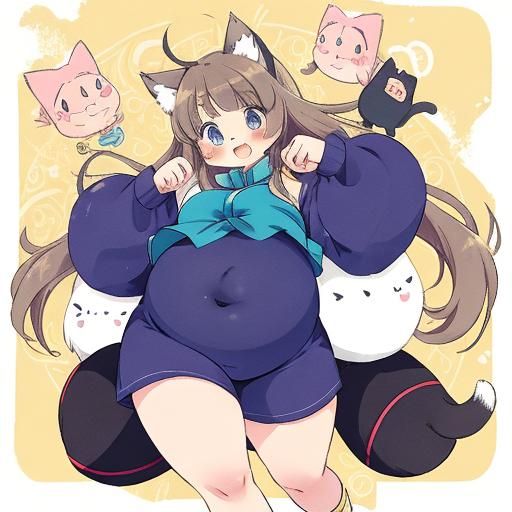 Chubby Anime Girl with Cat Features