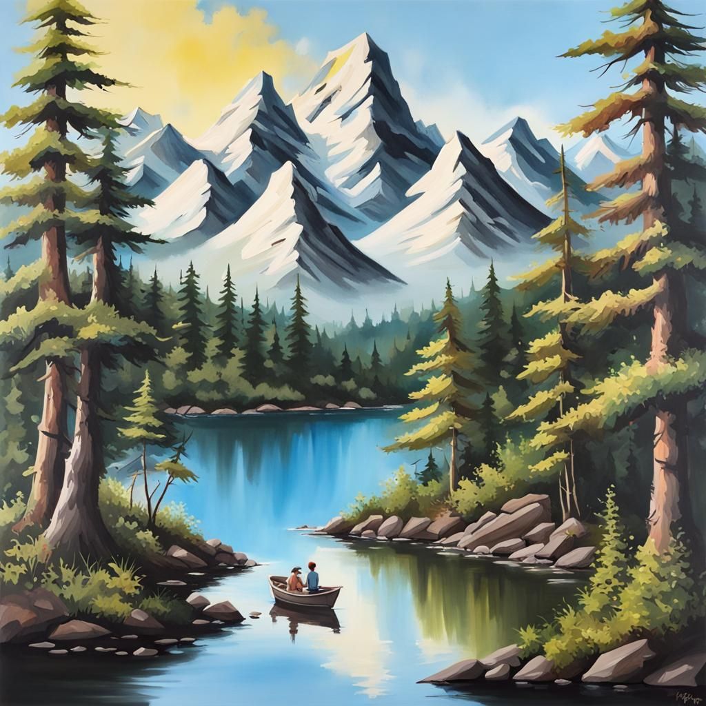 Bob Ross Style Island Painting