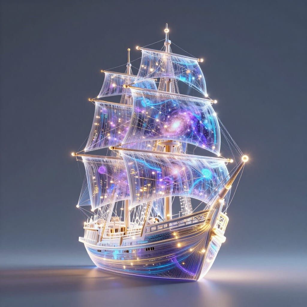 AI Personified as a Towering Ship of Light