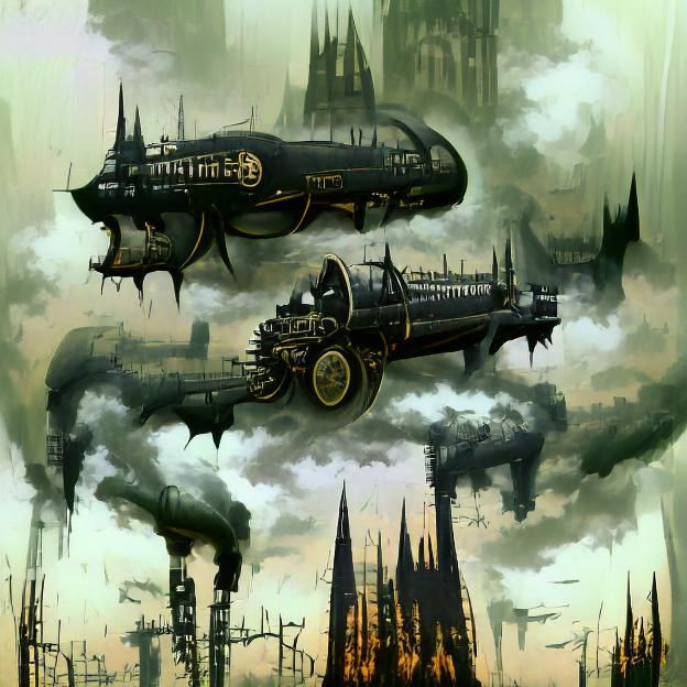 Gothic Dieselpunk Scene with Intricate Details