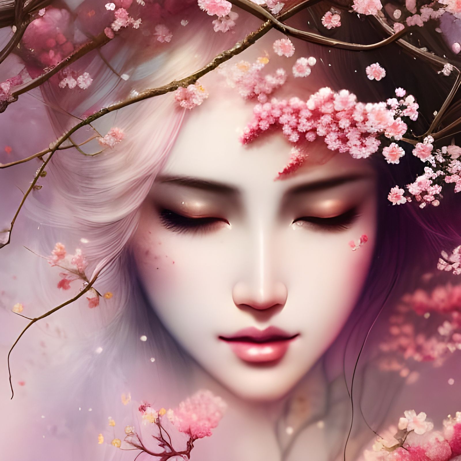 Delicate Cherry Blossoms in Vibrant Illustration