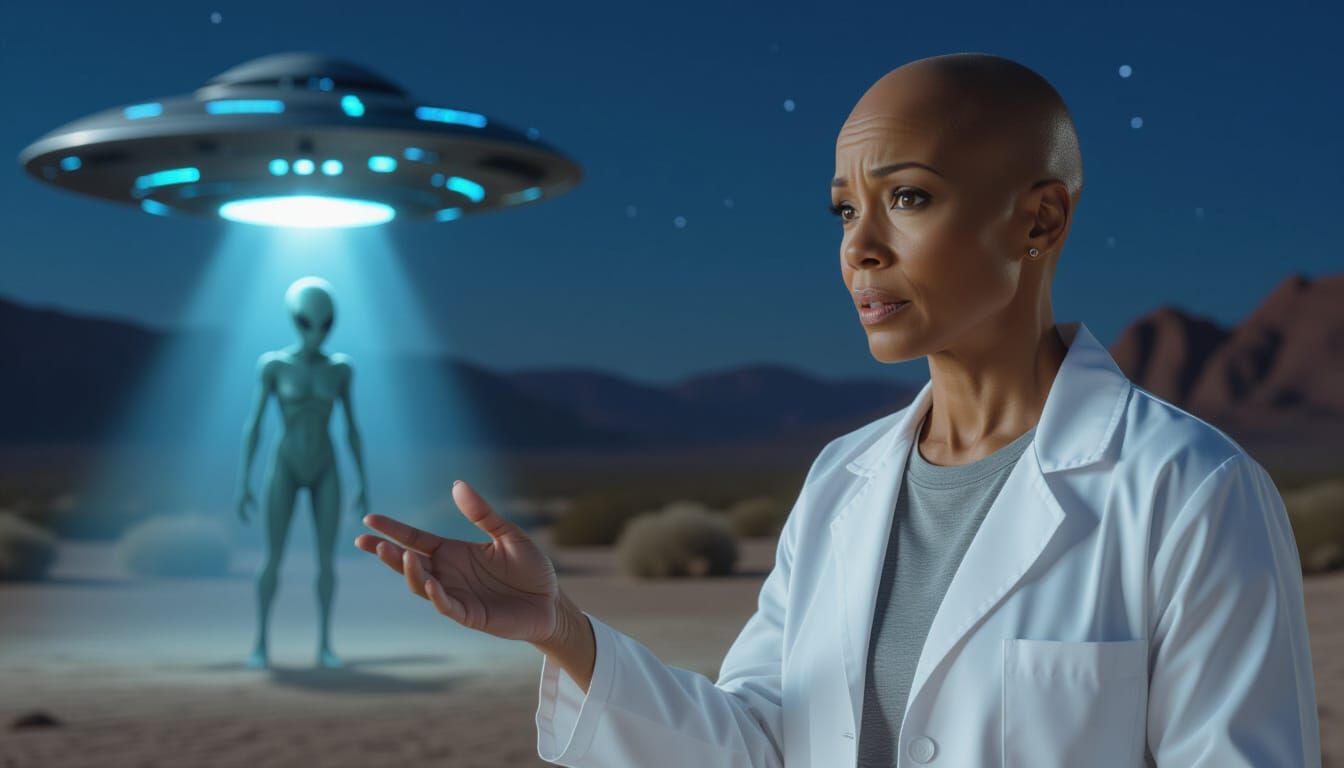 Awestruck Scientist's First Contact in Sci-Fi Scene