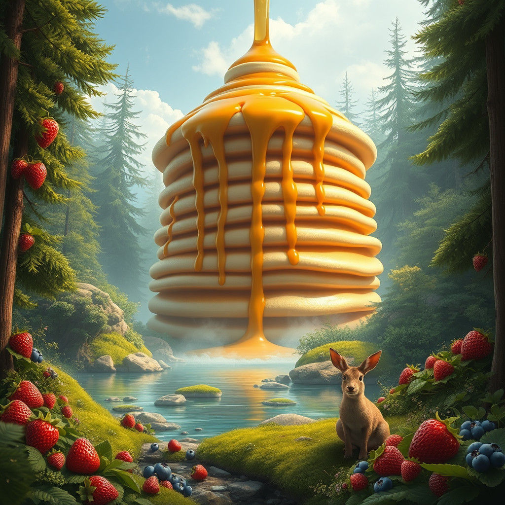 Pancake Waterfall in Dreamlike Forest Landscape