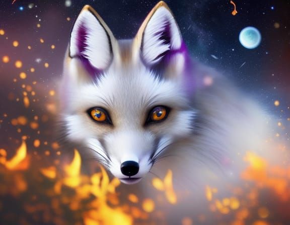 Adorable Kawaii Origami Fox with Cosmic Sparkles