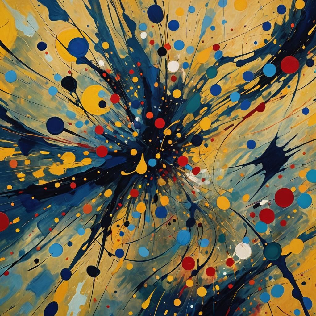 Abstract Expressionism with Swirling Shapes and Vibrant Colo...