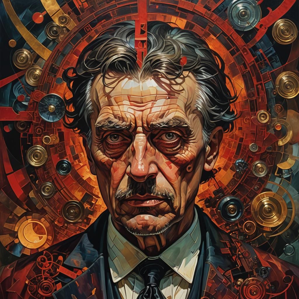 Surrealist Portrait of Arithmetician in Technomagic Space