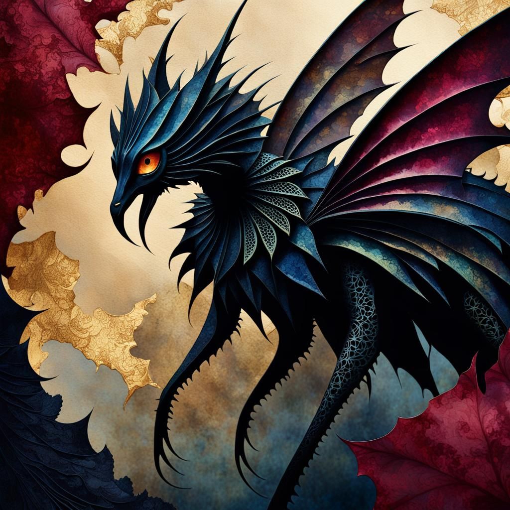 Eerie Multi-Armed Creature in Mixed Media Watercolor