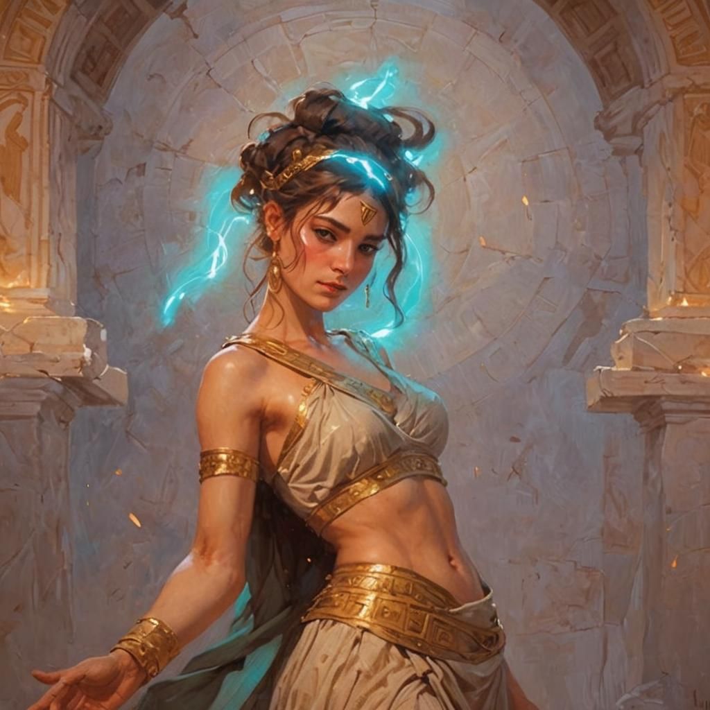 Woman Dancing Ritual in Ancient Greece Style