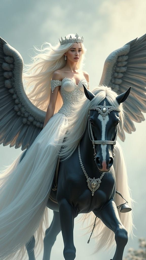 Majestic Pegasus Queen in Ethereal Beauty
