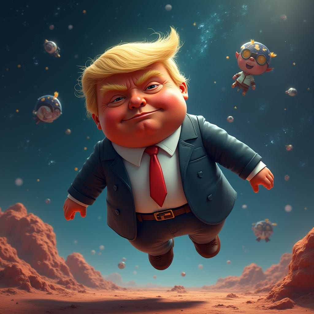 Trump as Tardigrade in Space: Surreal Digital Art