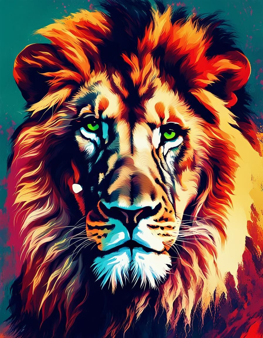 Glitch Art Lion