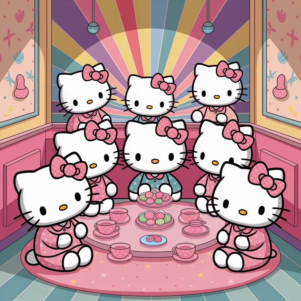 Charming Kawaii Animals Host Tea Party