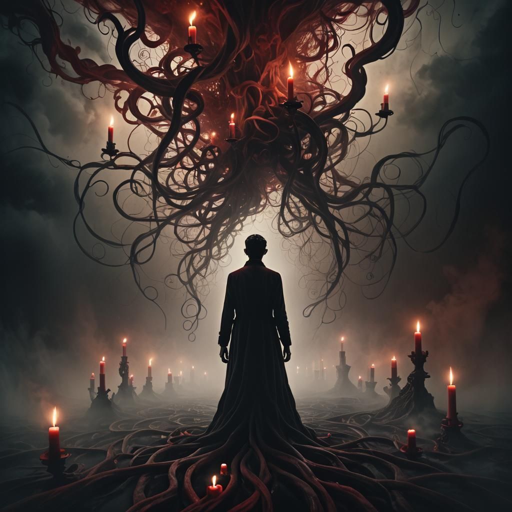 Surreal Figure in Infinite Dark Void