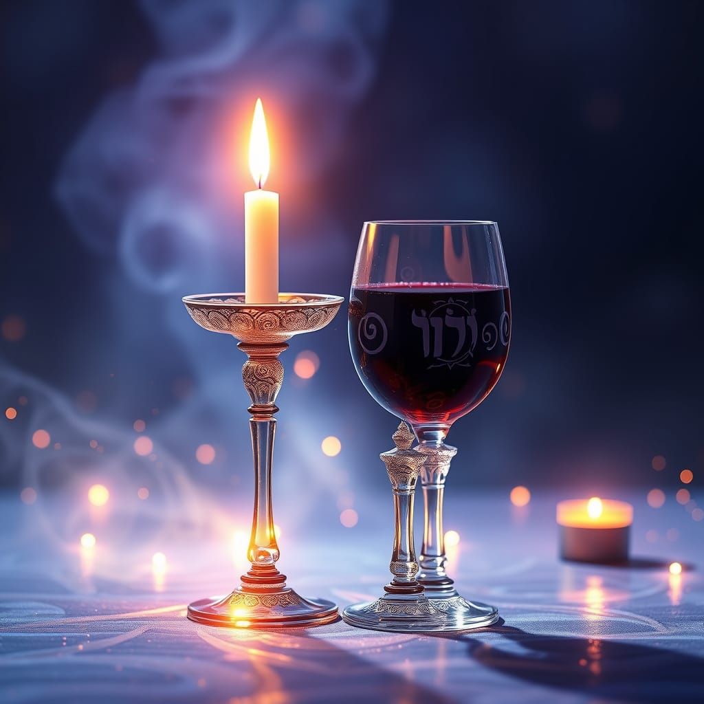 Magical Shabbat Candles in an Enchanted Atmosphere