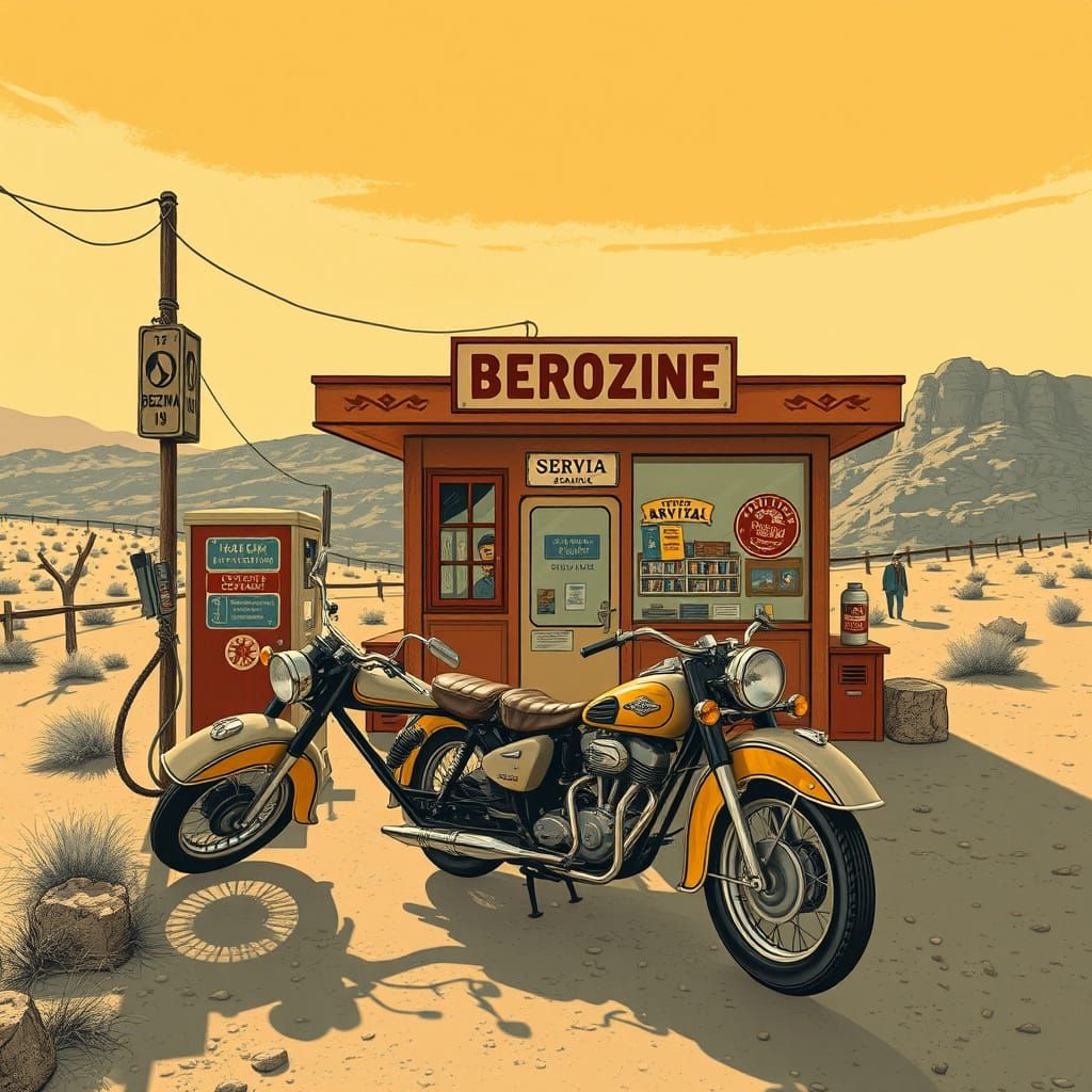 Western Gas Station in Sardinia: Sergio Leone Style