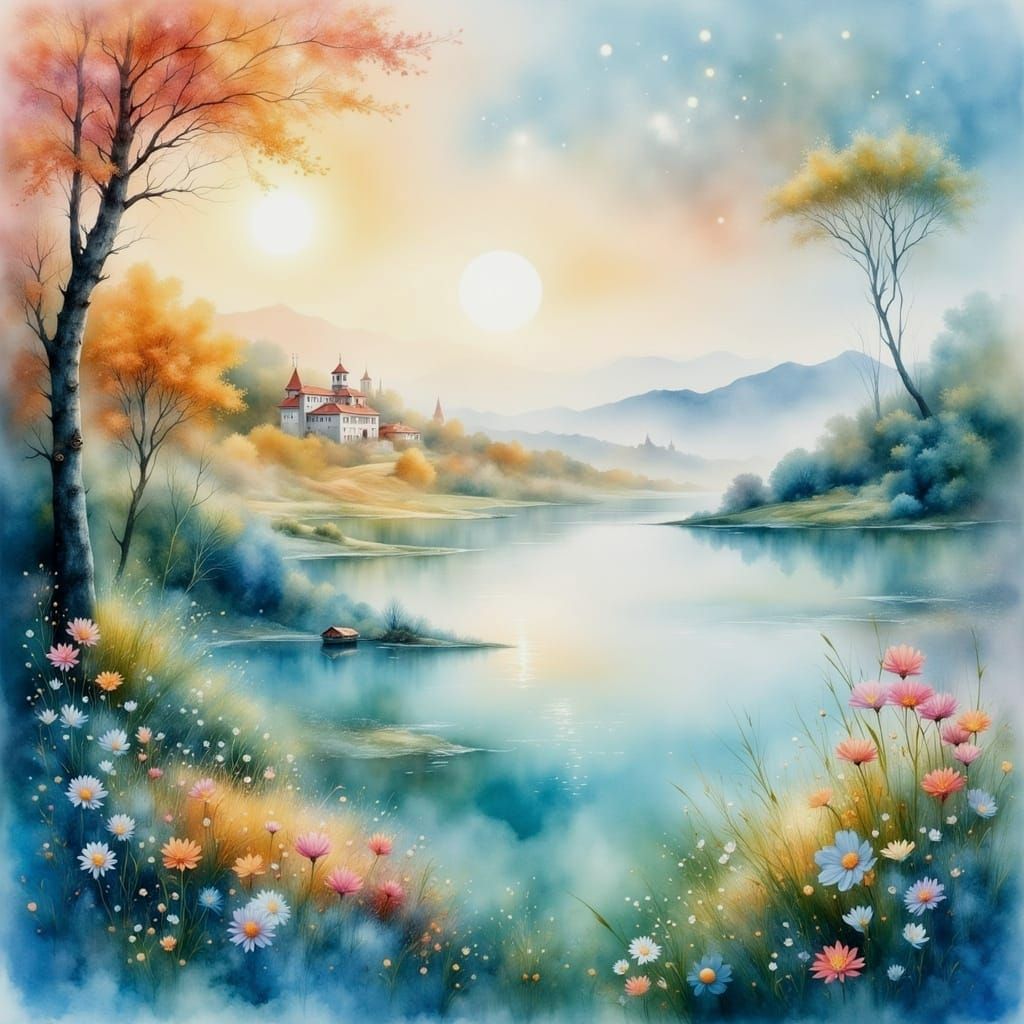 Ethereal Dreamscape: A Cityscape Bathed in Light