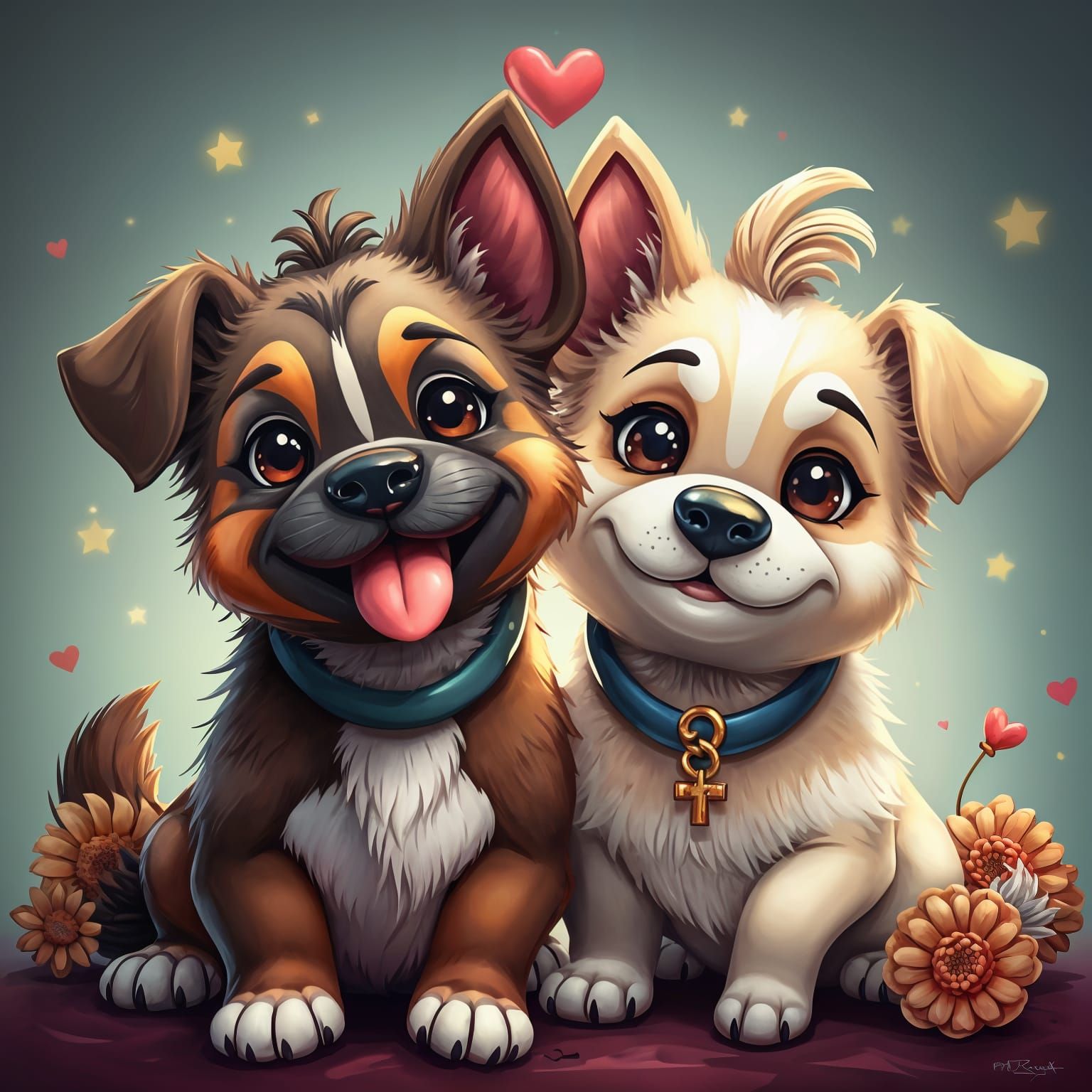 Loving Anthropomorphic Dogs in Whimsical Maximalist Cartoon ...