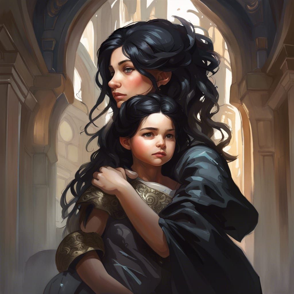 Marchioness and Toddler Portrait in Art Nouveau Style