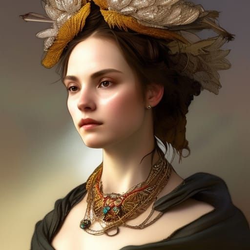 Woman with sparrow headdress