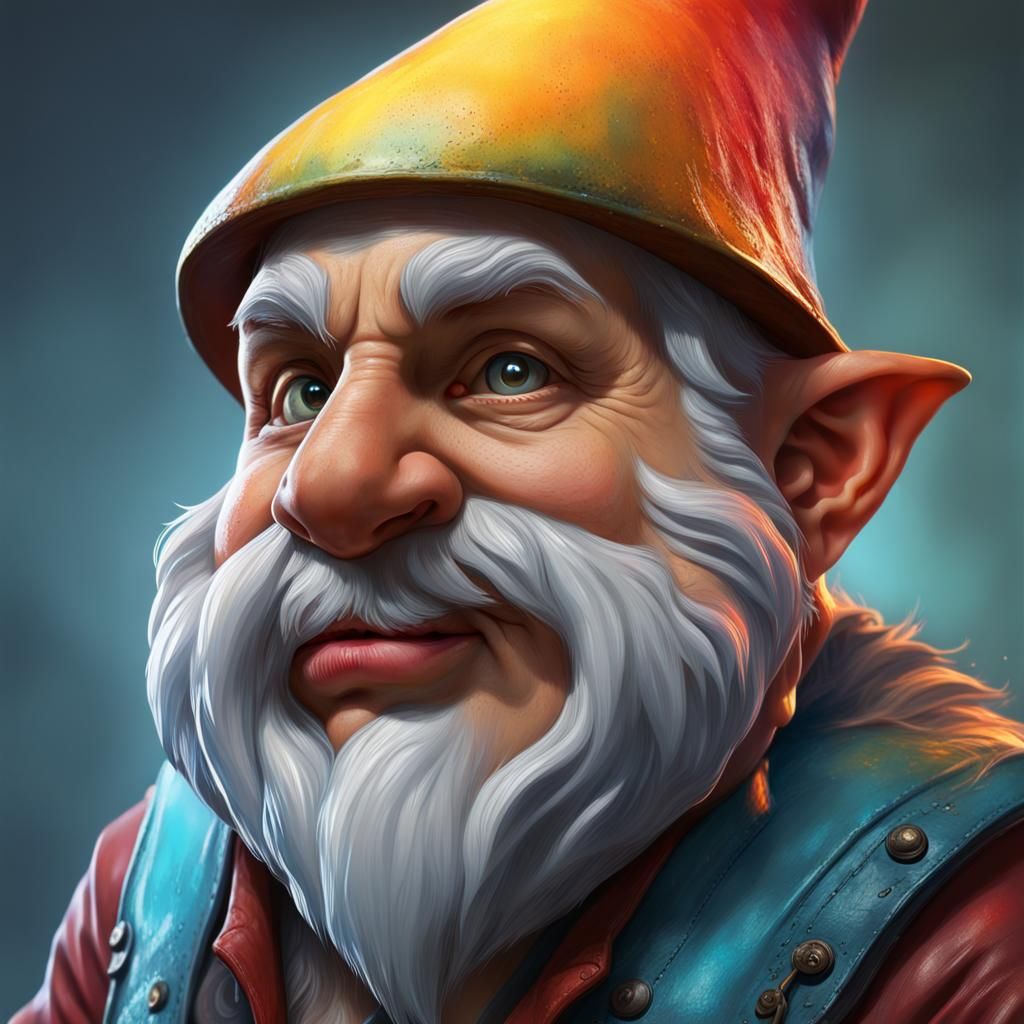 Hyperrealistic Gnome Portrait in Splash Art Style