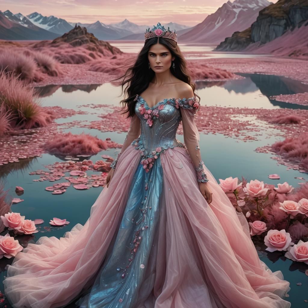 Ethereal Princess with Rose Crown at Pink Lakes
