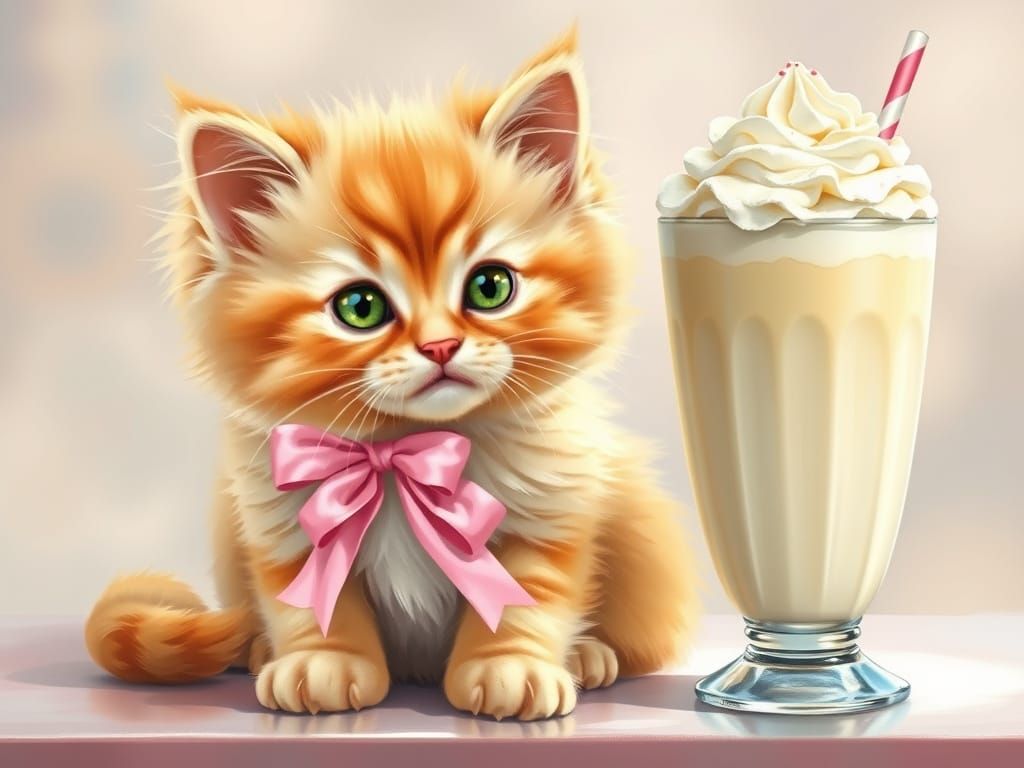 Kitty with Milkshake