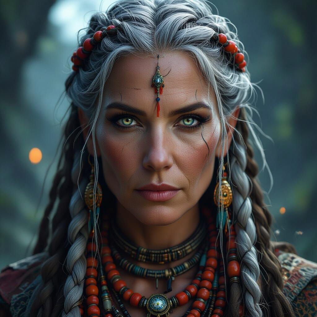 Intricate Dark Fantasy Shaman in 8K Resolution