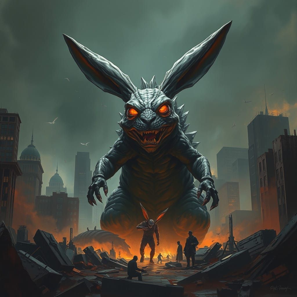 Godzilla-Inspired Rabbit Conquers Dystopian City in Ominous,...