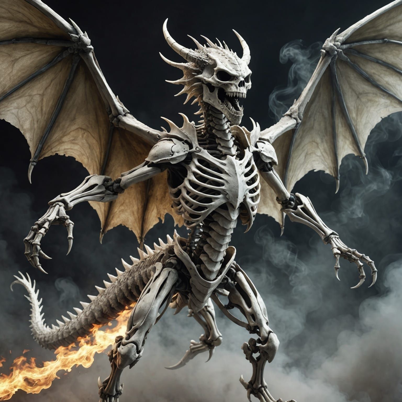 Ferocious Skeleton Dragon Rushes Forward