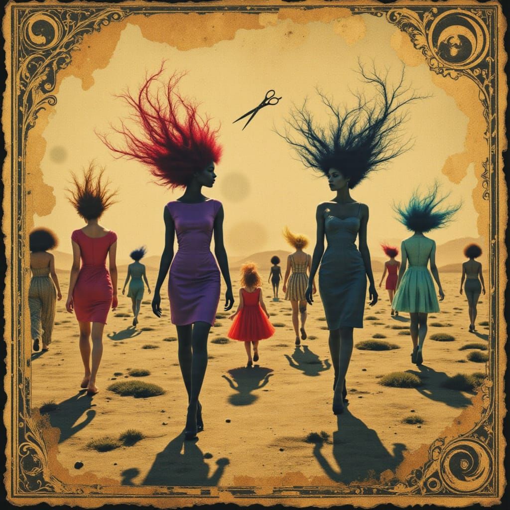 Girly Macabre Hair Salon Parade in Joan Miró Style