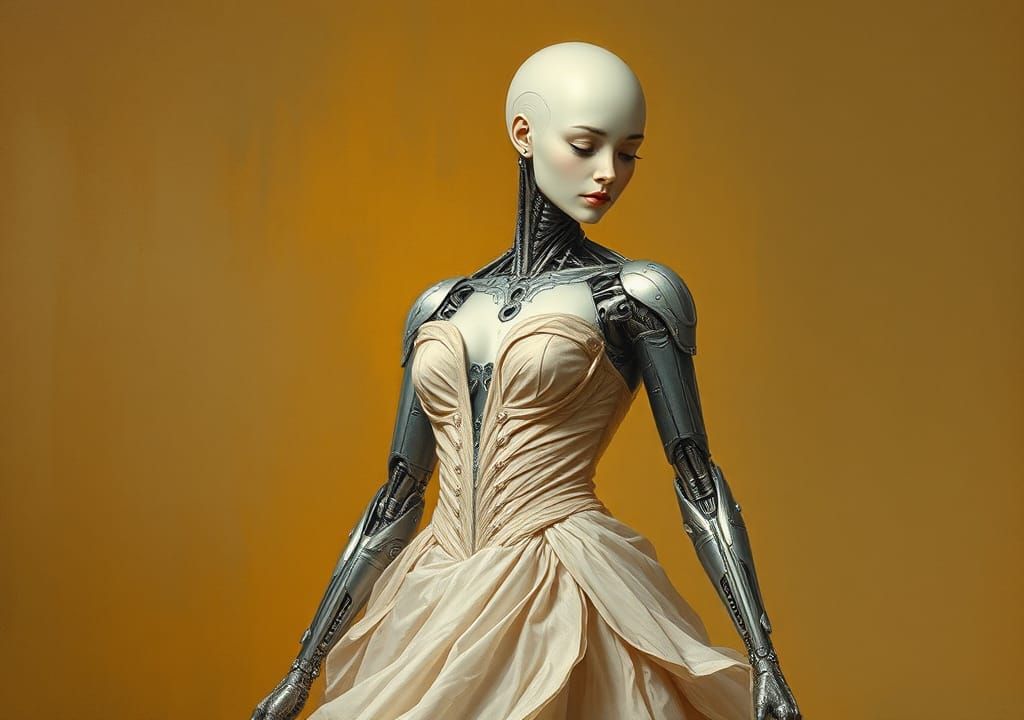 Cyborg in Renaissance Style Gown