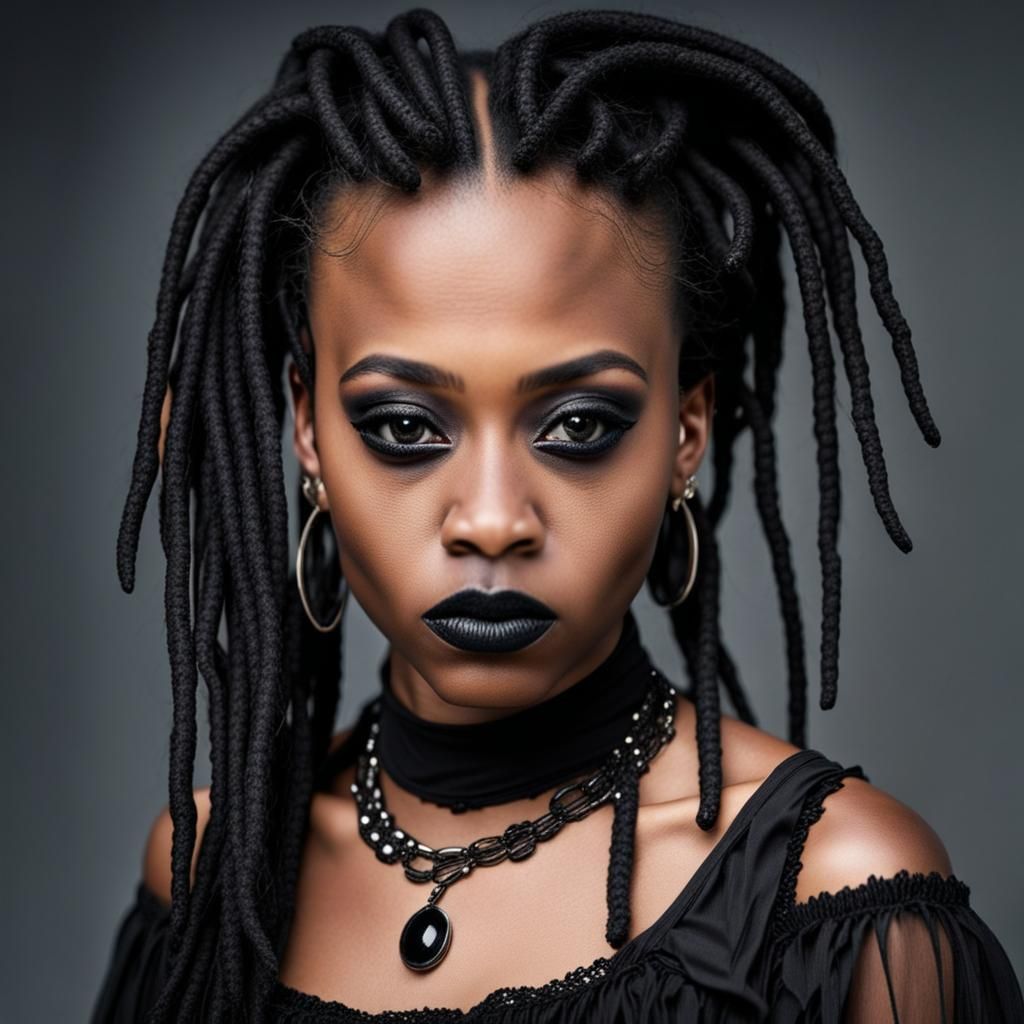 Gothic African-American Woman with Dreadlocks