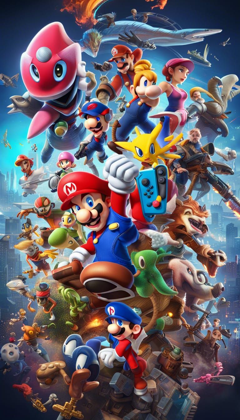 Video Game Characters Unite in Detailed Digital Art