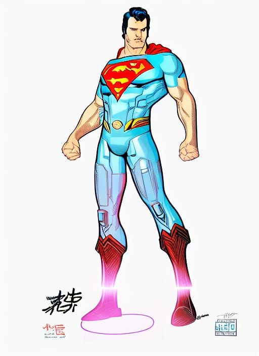 Cyberpunk Superman in 2050: Neon Marvel Universe