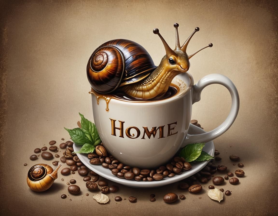 Happy Snail Home in Photorealistic Style