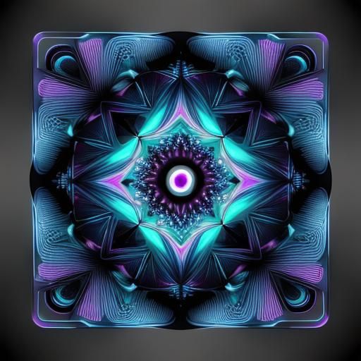 Vaporwave Scene with Abstract Fractal Elements