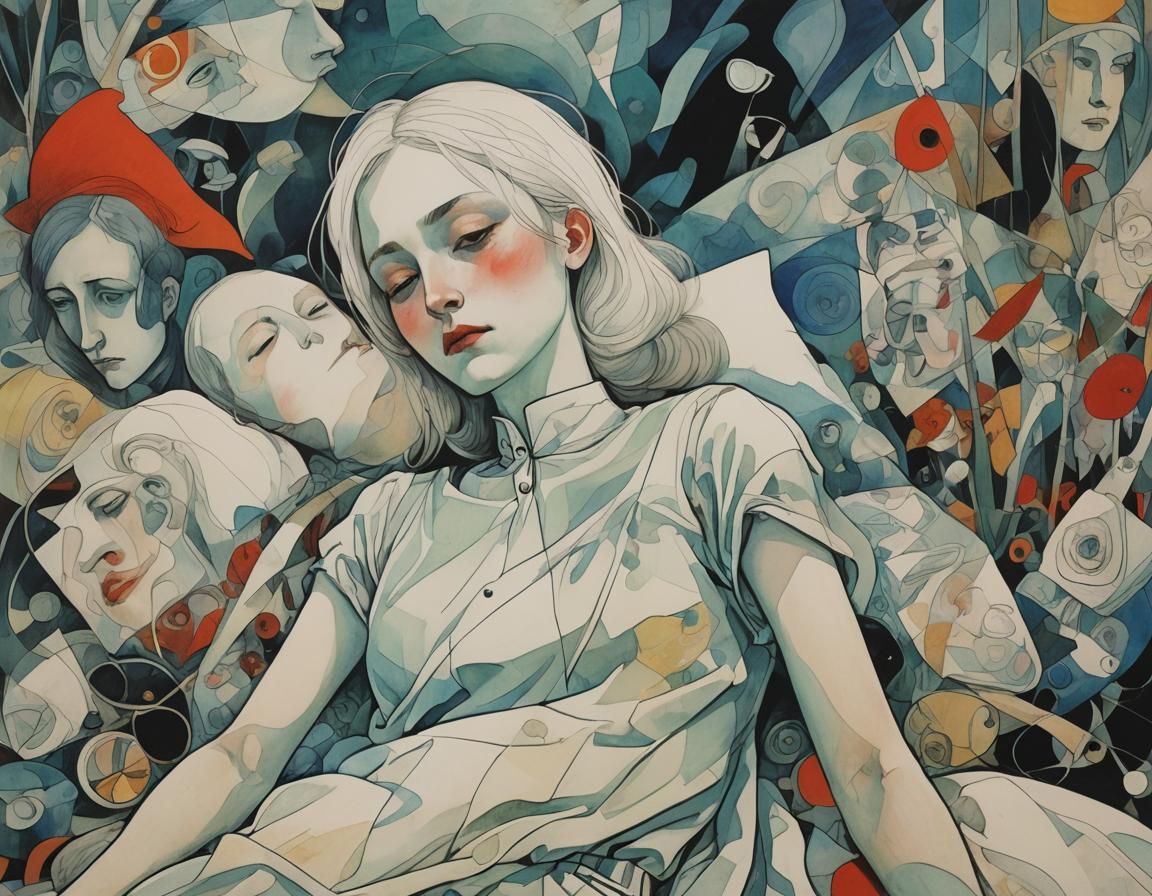 Surreal Dreamscape Close-Up, Expressionist Graphic Art