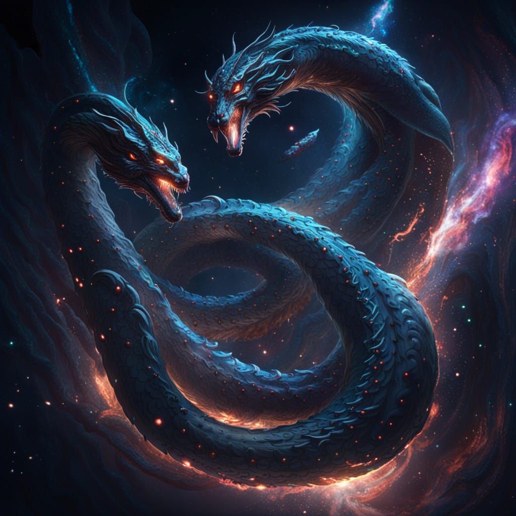 Celestial Serpent in Epic Galaxy: Dark Fantasy Art
