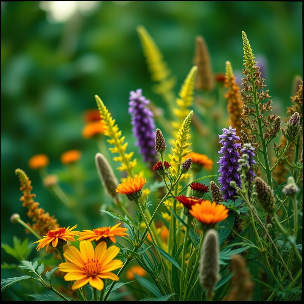 Vibrant Medicinal Herbs Portrait in Cinematic Style