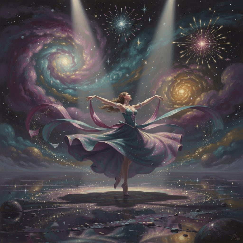 Surreal Dancer in Cosmic Dreamscape Digital Painting