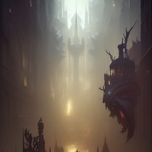 Dark Fantasy Masterpiece in Purple and Yellow