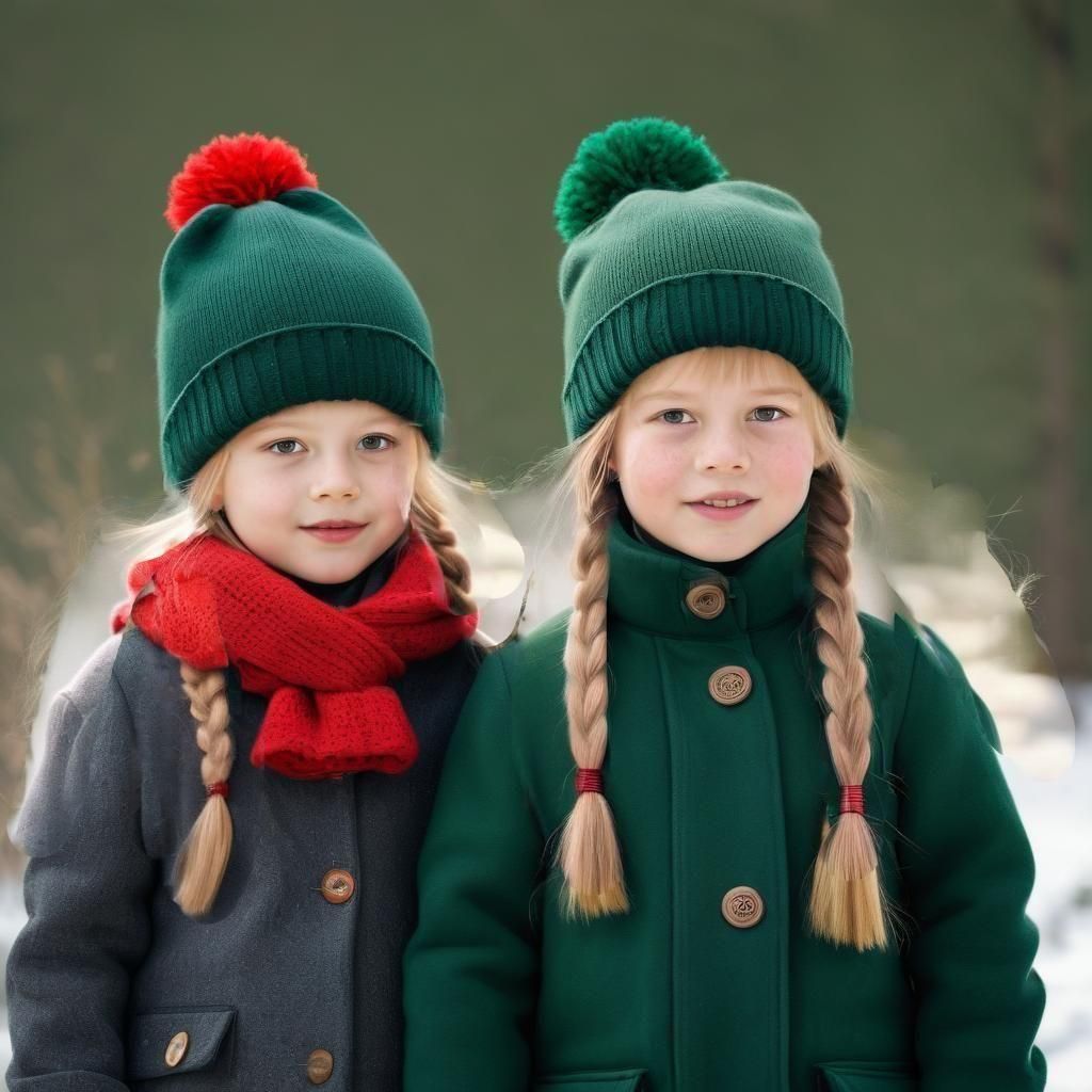 Twins in Winter Landscape by Professional Photographers