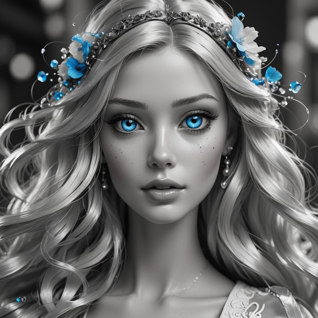 Hyperrealistic Portrait with Color Accents