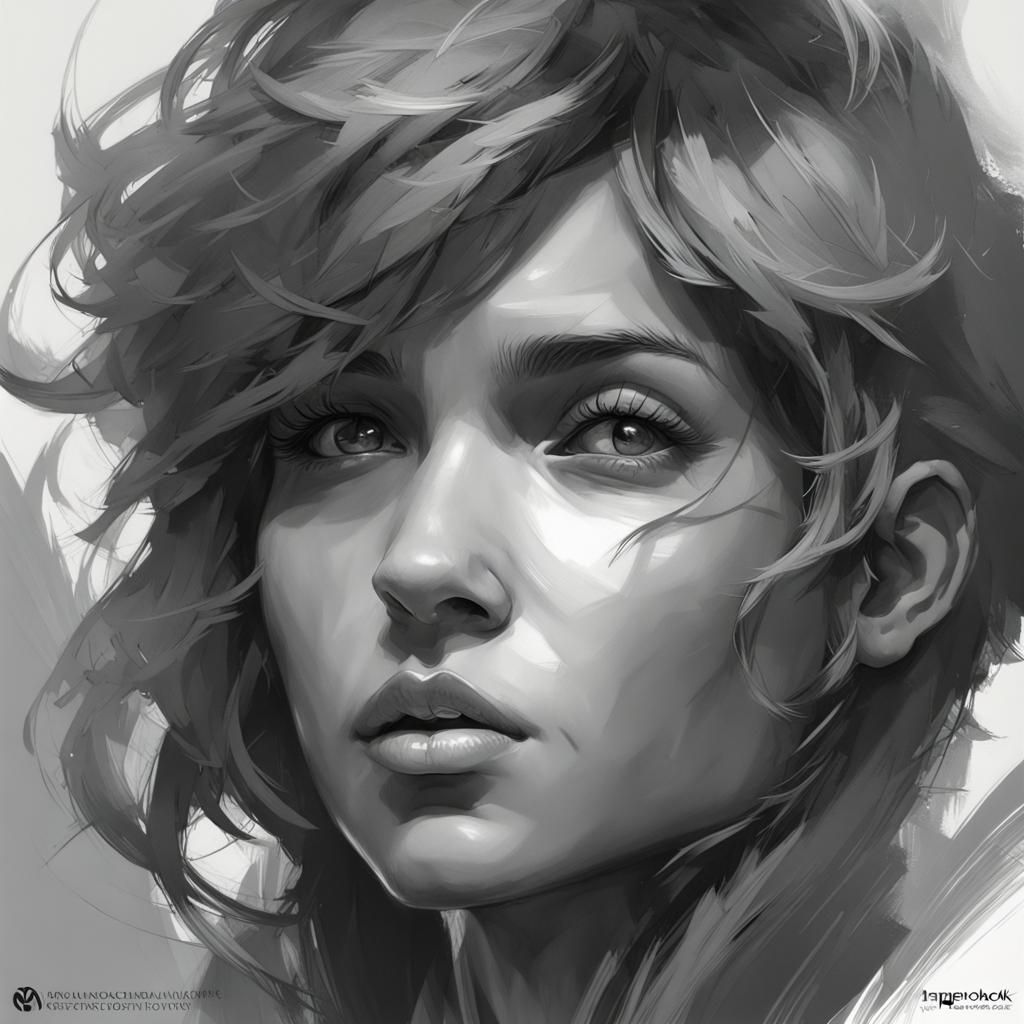 Detailed Black and White Portrait Sketch