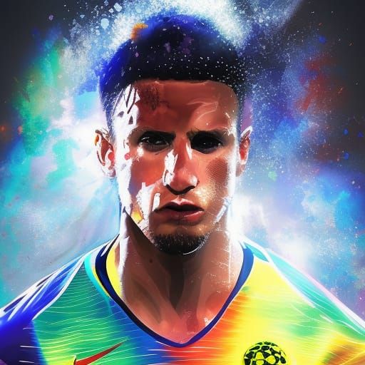 Hyperrealistic Soccer Splash Art: Dramatic Mid Shot