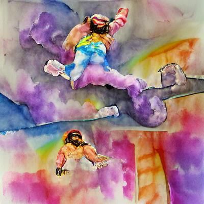 Macho Man Randy Savage Flying Elbow Watercolor