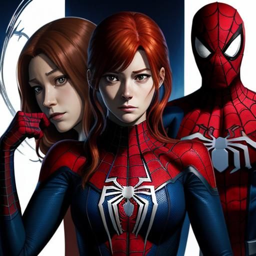 Spider-Man and Mary Jane in Anime Style