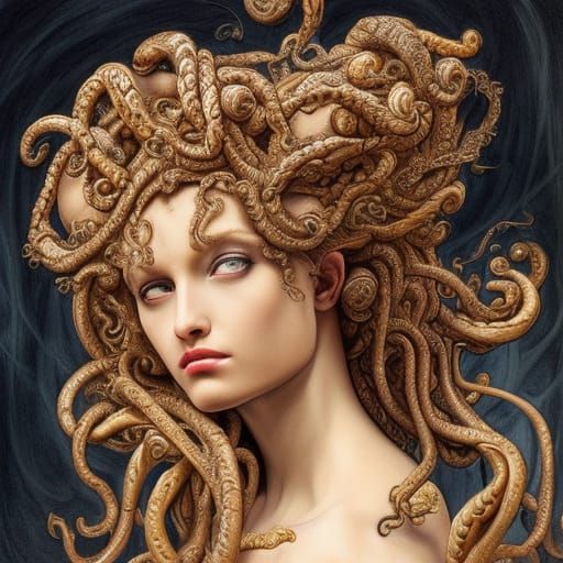 Renaissance Rococo Medusa Gorgon Painting in 8K