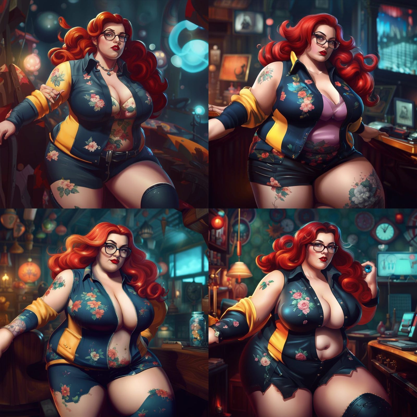 Plus Size Pinup Girl in Detailed Matte Painting