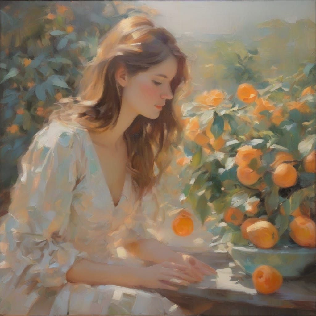 Ethereal Robot in Vibrant Garden